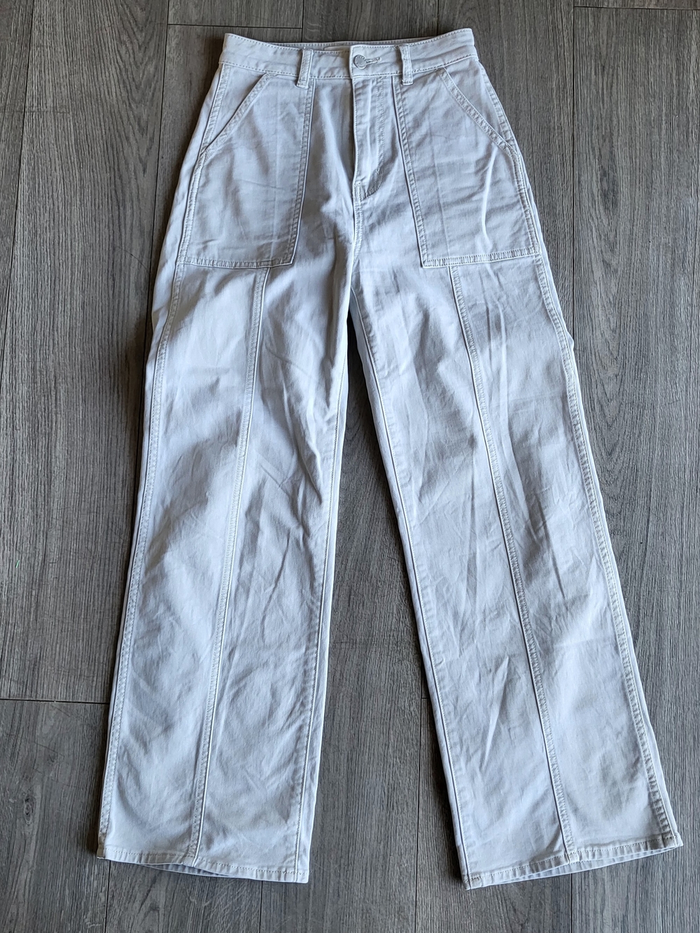 Rolla's Heidi Trade Carpenter Utility Pants Off White High Rise Wide Leg Size 25